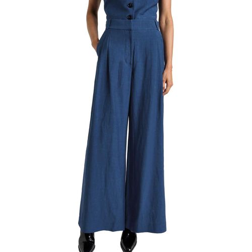 Cue Viscose Linen Double Pleated Wide Leg Pant